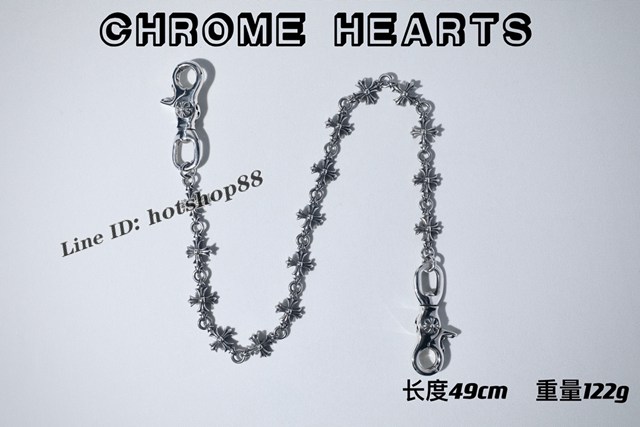 Chrome Hearts專櫃純手工做舊純銀飾品 克羅心925純銀雙狗扣十字花褲包鏈 gj1145